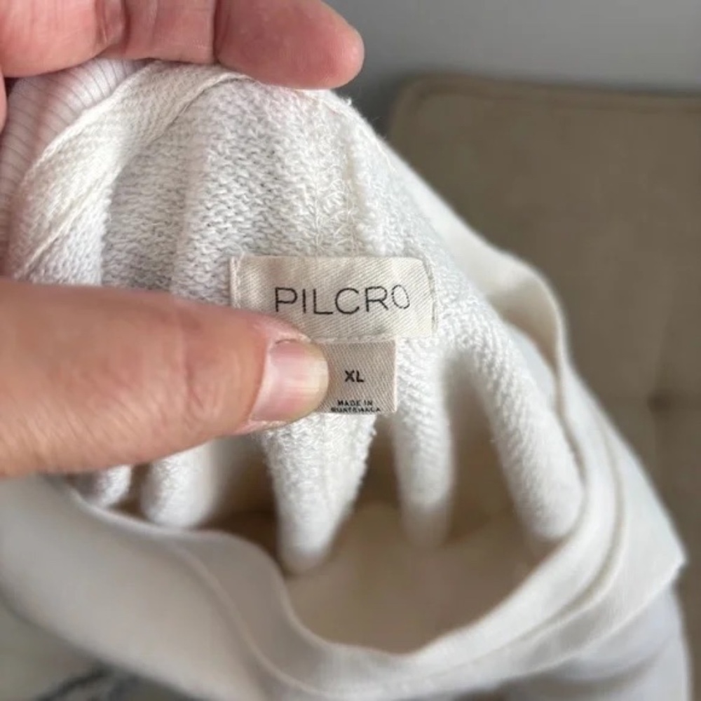 Pilcro Anthropologie White Embroidered Oversized Crew Neck Sweater - Size XL - Picture 2 of 9